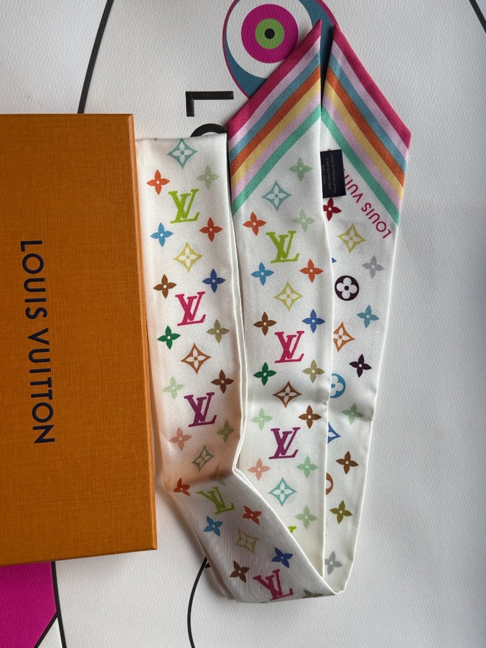 Louis Vuitton x Takashi Murakami Bandeau Silk Scarf